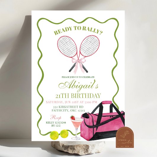 Tennisrally en Margaritas volwassen verjaardag Kaart