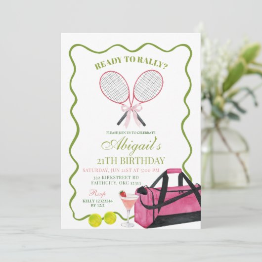 Tennisrally en Margaritas volwassen verjaardag Kaart (Staand voorkant)