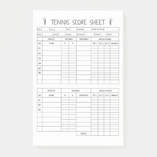 Tennisscorebladen - scorebord post-it® notes (Voorkant)