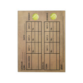 tennisscorepad - Tennisscorepapieren Notitieblok (Linkerzijde)