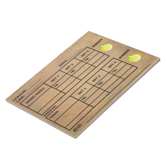  tennisscorepad - Tennisscorepapieren Notitieblok (Schuin)