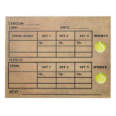  tennisscorepad - Tennisscorepapieren Notitieblok (Voorkant)