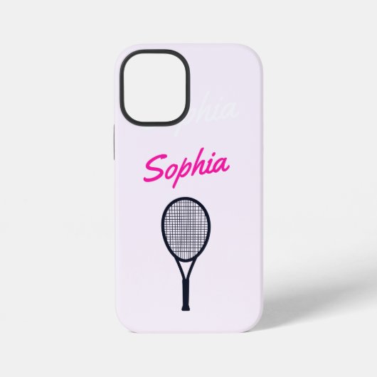 Tennisser Gift Meisjes Aangepaste Naam Roze Zwart iPhone Hoesje (Achterkant)