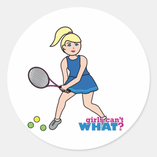 Tennisser Meisje - Licht/Blonde Ronde Sticker (Voorkant)