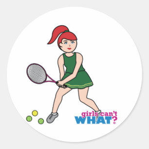 Tennisser Meisje - Licht/Rood Ronde Sticker