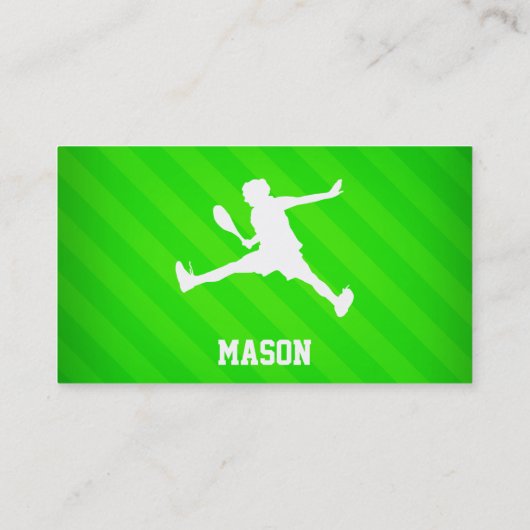 Tennisser; Neon Green Stripes Visitekaartje (Achterkant)