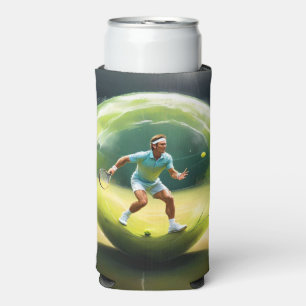 Tennisser op het veld, seltzer blikjeskoeler