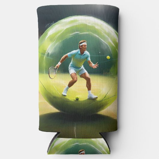 Tennisser op het veld, seltzer blikjeskoeler (Voorkant)