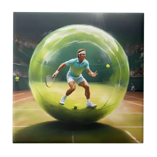 Tennisser op het veld, tegeltje (Voorkant)