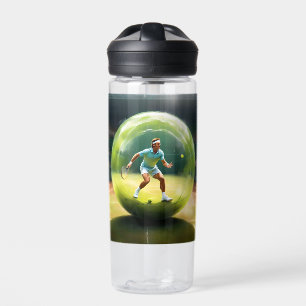 Tennisser op het veld, waterfles
