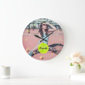 Tennisser Photo Ball Monogram en Naam Grote Klok (Huis)