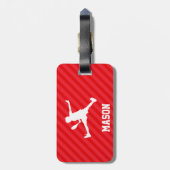 Tennisser; Scarlet Red Stripes Bagagelabel (Achterkant verticaal)