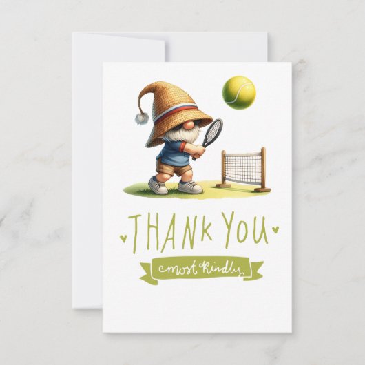 Tennisser speelt tennis bedankkaart (Voorkant)
