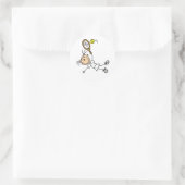 Tennisser Stick Figuur Tennisbal & Racket Ronde Sticker (Tas)