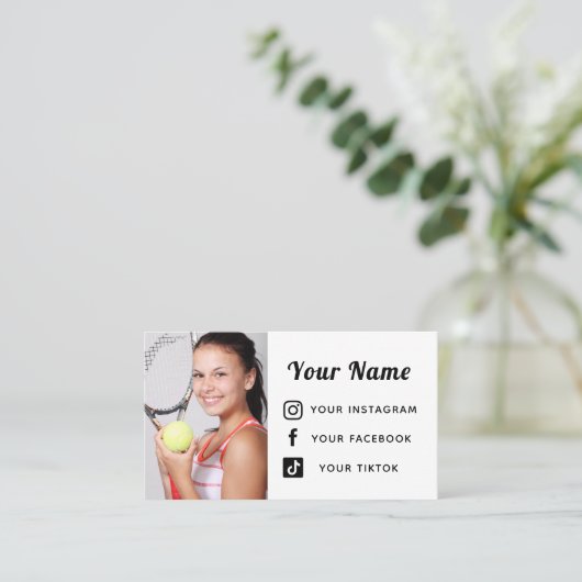Tennisser Uw Fotocoach Atleet Instructeur Visitekaartje (Staand voorkant)