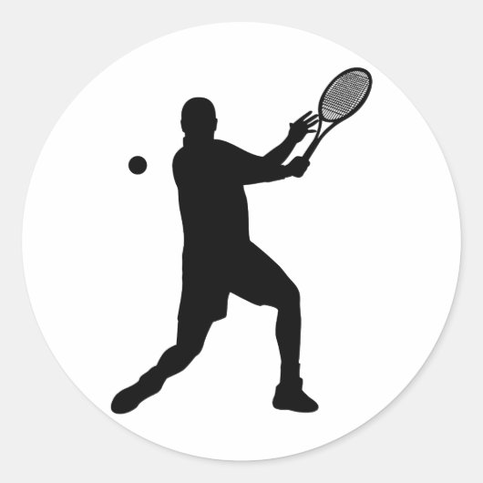 tennissilhouettes ronde sticker (Voorkant)