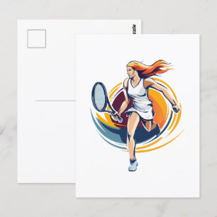 tennisspeelster briefkaart