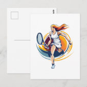 tennisspeelster briefkaart (Voorkant / Achterkant)