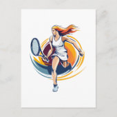 tennisspeelster briefkaart (Voorkant)
