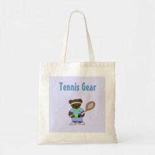 Tennisspelende beer tote bag