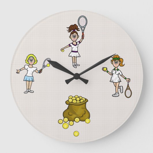 Tennisspelende Vrouwen Wandklok (Voorkant)