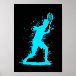 Tennisspeler - Abstracte Aquarel Kunst Poster