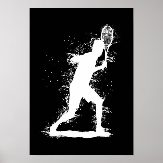 Tennisspeler - Abstracte Aquarel Kunst Poster (Voorkant)