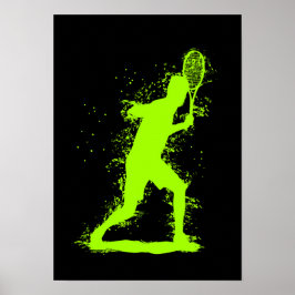 Tennisspeler - Abstracte Aquarel Kunst Poster