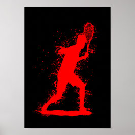 Tennisspeler - Abstracte Aquarel Kunst Poster
