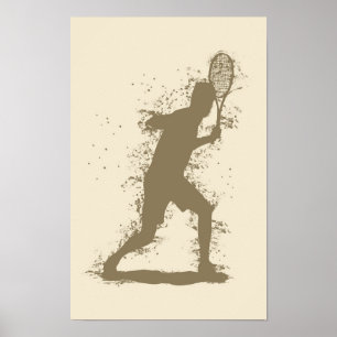 Tennisspeler - Abstracte Aquarel Kunst Poster