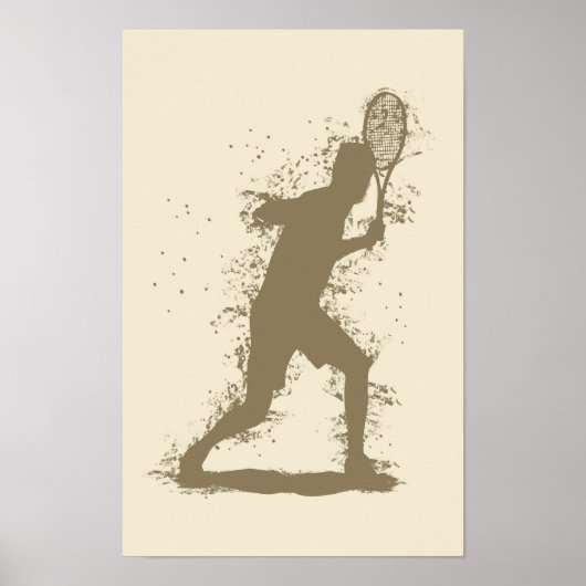 Tennisspeler - Abstracte Aquarel Kunst Poster (Voorkant)