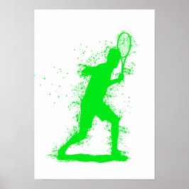 Tennisspeler - Abstracte Aquarel Kunst Poster