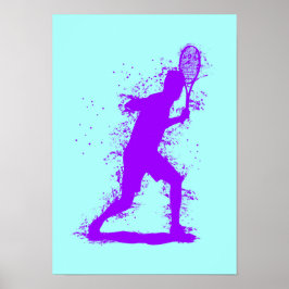 Tennisspeler - Abstracte Aquarel Kunst Poster