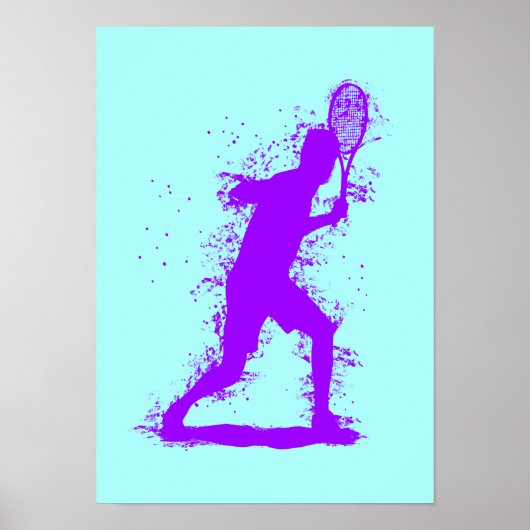 Tennisspeler - Abstracte Aquarel Kunst Poster (Voorkant)