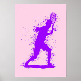Tennisspeler - Abstracte Aquarel Kunst Poster