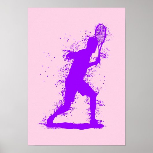 Tennisspeler - Abstracte Aquarel Kunst Poster (Voorkant)