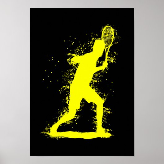 Tennisspeler - Abstracte Aquarel Kunst Poster (Voorkant)