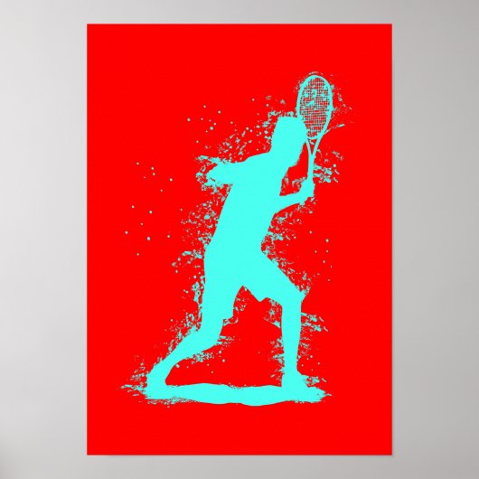 Tennisspeler - Abstracte Aquarel Kunst Poster (Voorkant)