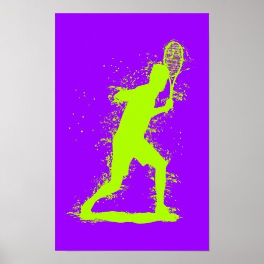 Tennisspeler - Abstracte Aquarel Kunst Poster (Voorkant)