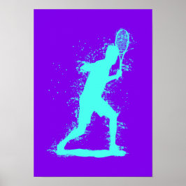 Tennisspeler - Abstracte Aquarel Kunst Poster