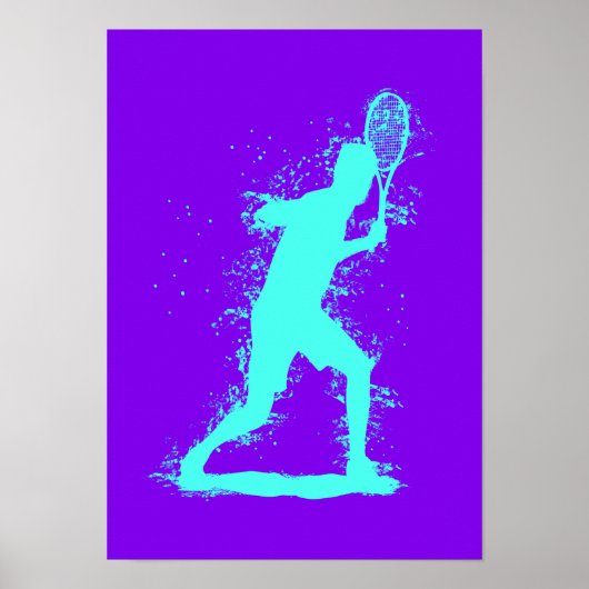 Tennisspeler - Abstracte Aquarel Kunst Poster (Voorkant)