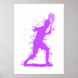 Tennisspeler - Abstracte Aquarel Kunst Poster