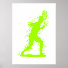 Tennisspeler - Abstracte Aquarel Kunst Poster