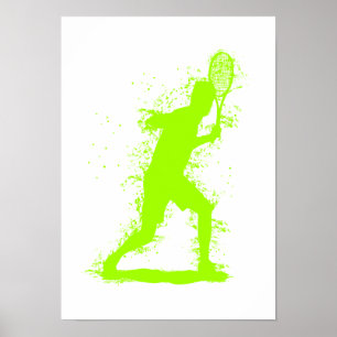 Tennisspeler - Abstracte Aquarel Kunst Poster
