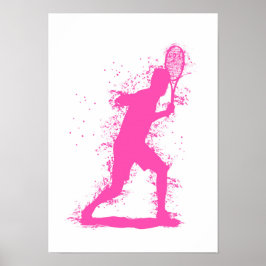 Tennisspeler - Abstracte Aquarel Kunst Poster