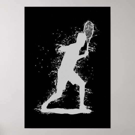 Tennisspeler - Abstracte Aquarel Kunst Poster (Voorkant)
