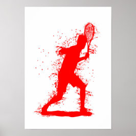 Tennisspeler - Abstracte Aquarel Kunst Poster