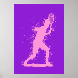 Tennisspeler - Abstracte Aquarel Kunst Poster