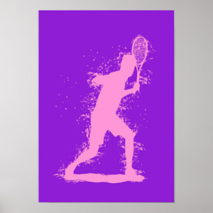Tennisspeler - Abstracte Aquarel Kunst Poster