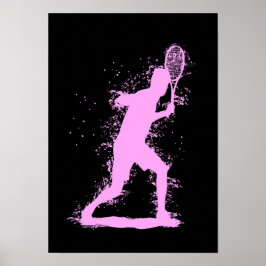 Tennisspeler - Abstracte Aquarel Kunst Poster